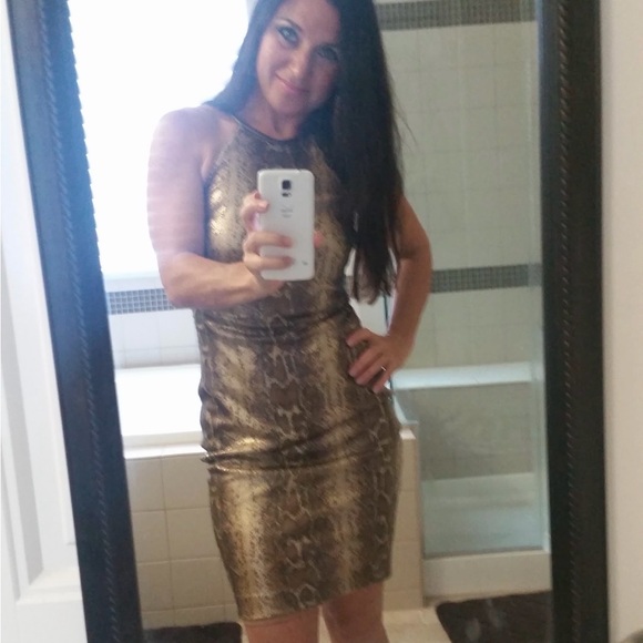 Cache Gold Patterned Midi Dress - Picture 5 of 5